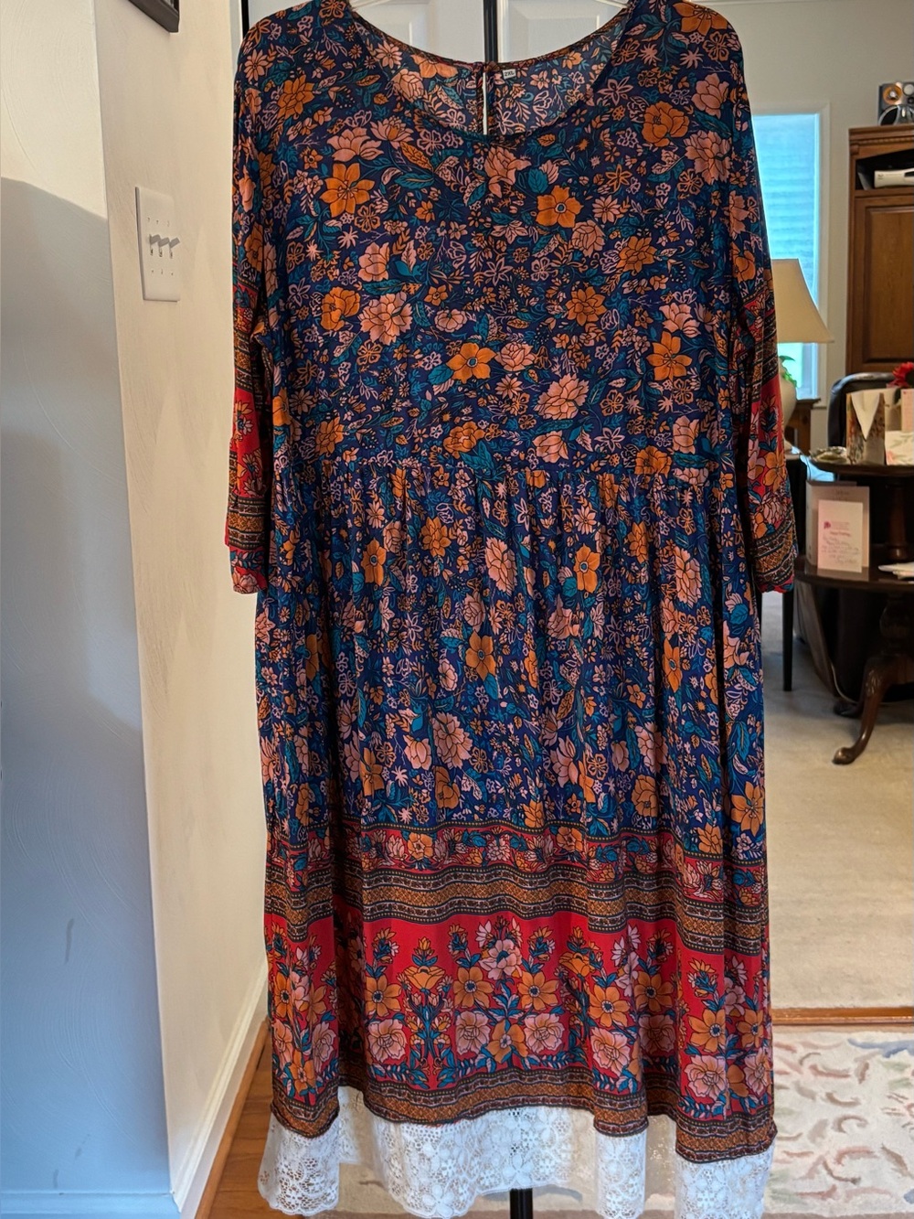 Plus Sz Boho Midi Dress Rayon 2XL
